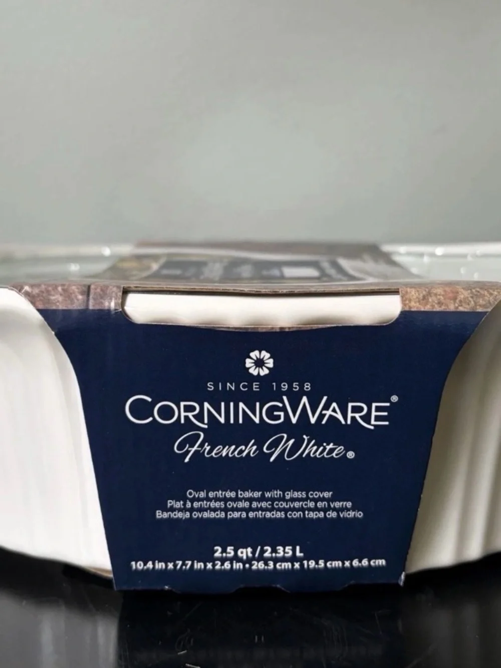 NWT Corning Ware 2.5-Qt French White Oval Ceramic Casserole Dish w/ Glass Cover